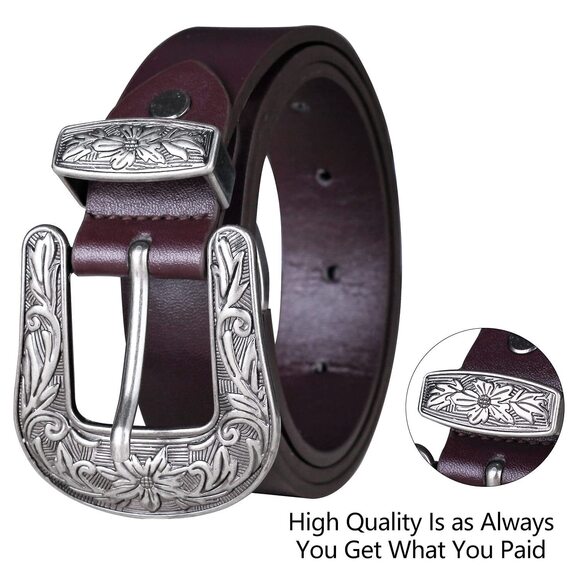 5664 2 Pack Western Cowboy Style Belts For Women Female Girl Ladies